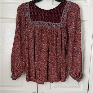 GAP Red and Purple Paisley Blouse